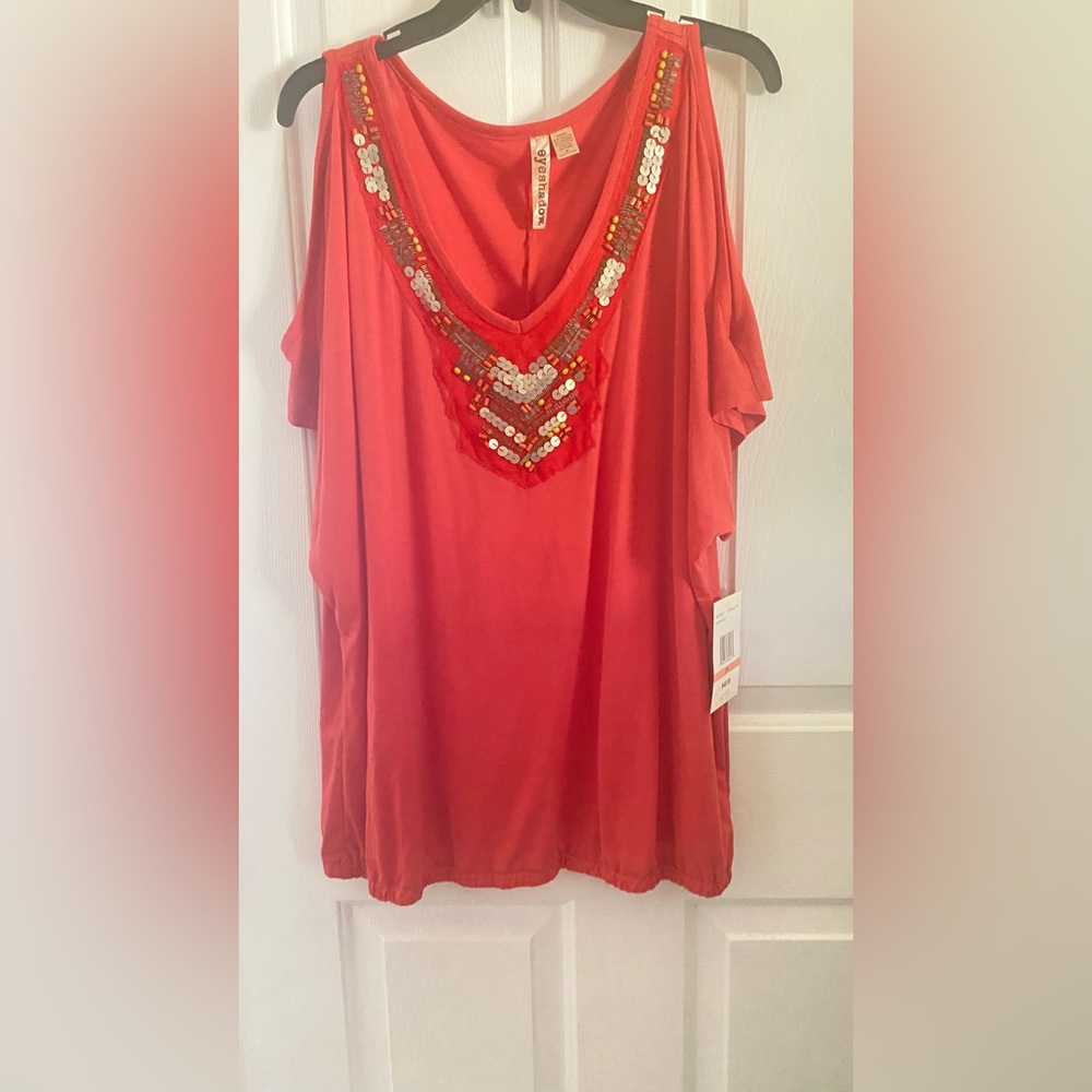 EYESHADOW  Embellished Cold Shoulder Top -